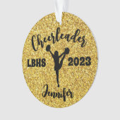 Personalisierte Schwarz & Gold-Cheerleader-Ornamen Ornament (Vorderseite)
