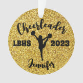 Personalisierte Schwarz & Gold-Cheerleader-Ornamen Ornament (Vorderseite)