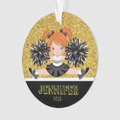 Personalisierte Schwarz & Gold-Cheerleader-Ornamen Ornament (Vorderseite)