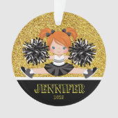 Personalisierte Schwarz & Gold-Cheerleader-Ornamen Ornament (Vorderseite)