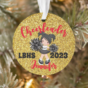Personalisierte Schwarz & Gold-Cheerleader-Ornamen Ornament