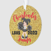 Personalisierte Schwarz & Gold-Cheerleader-Ornamen Ornament (Vorderseite)