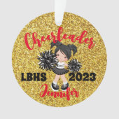 Personalisierte Schwarz & Gold-Cheerleader-Ornamen Ornament (Vorderseite)
