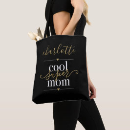 Personalisierte Schwarz-Gold-Coole Super-Mama Tasche