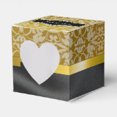 Personalisierte Schwarz-Gold-Damaskus-Herzbox Geschenkschachtel (Vorderseite)