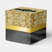 Personalisierte Schwarz-Gold-Damaskus-Herzbox Geschenkschachtel (Rückseite)