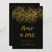 Personalisierte Schwarz-Gold-Feuerwerke - Frohes N Ankündigung (Vorne/Hinten)