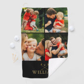 Personalisierte Schwarz-Gold-FotoCollage Golfhandtuch (Insitu)