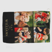 Personalisierte Schwarz-Gold-FotoCollage Golfhandtuch (Horizontal)