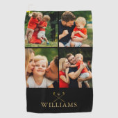 Personalisierte Schwarz-Gold-FotoCollage Golfhandtuch (Vorderseite)