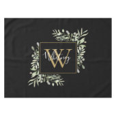 Personalisierte Schwarz-Gold-Monogramm-Grünflächen Tischdecke (Vorderseite (Horizontal))