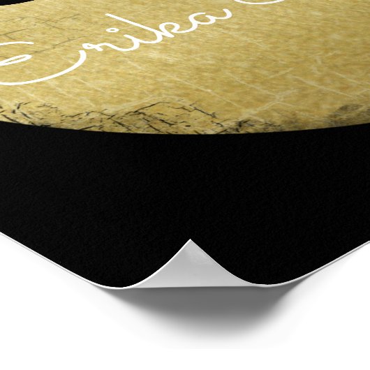 Personalisierte Schwarz-Gold-Monogramm Poster (Ecke)
