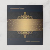 Personalisierte Schwarz-Gold-Platzkarte Platzkarte (Außenseite Aufgefaltet)