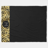 Personalisierte Schwarz/Gold-Tierausdruck Fleecedecke (Vorderseite (Horizontal))