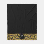 Personalisierte Schwarz/Gold-Tierausdruck Fleecedecke (Vorderseite)