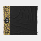 Personalisierte Schwarz/Gold-Tierausdruck Fleecedecke (Vorderseite (Horizontal))