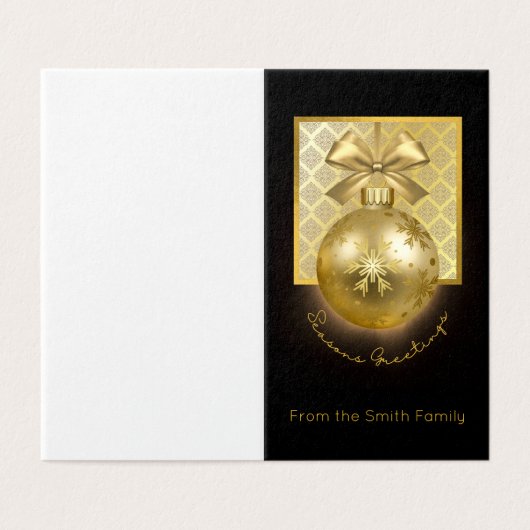 Personalisierte Schwarz-Gold-Weihnachtskarte (Außenseite Aufgefaltet)