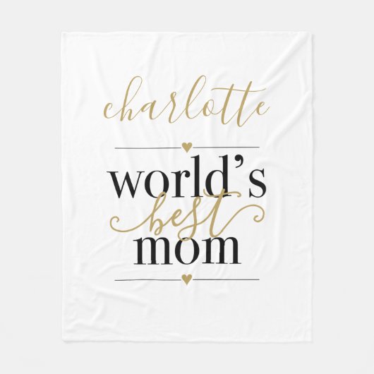 Personalisierte Schwarz-Gold-Welten Beste Mama Fleecedecke (Vorderseite)