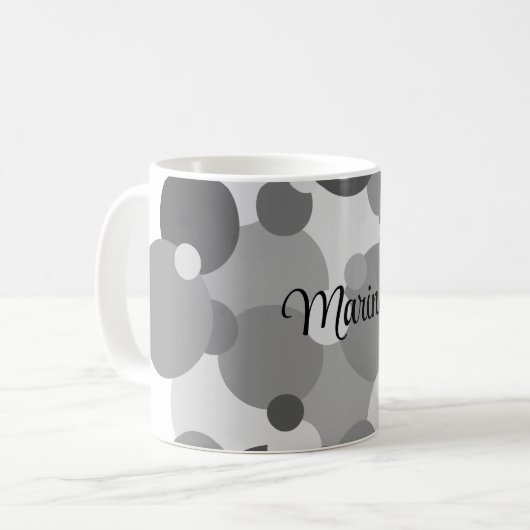 Personalisierte schwarz-graue Moleküle Kaffeetasse (Vorderseite Links)