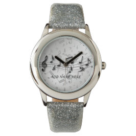 Personalisierte schwarz-graue Noten Armbanduhr