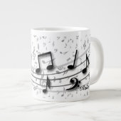 Personalisierte schwarz-graue Noten Jumbo-Tasse (Vorderseite Rechts)