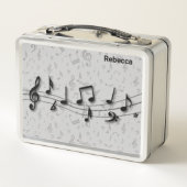 Personalisierte schwarz-graue Noten Metall Brotdose (Rückseite)
