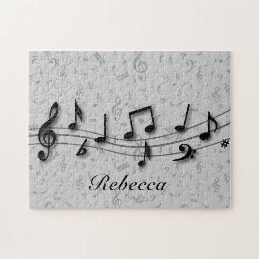 Personalisierte schwarz-graue Noten Puzzle (Horizontal)