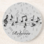 Personalisierte schwarz-graue Noten Sandstein Untersetzer (Vorne)