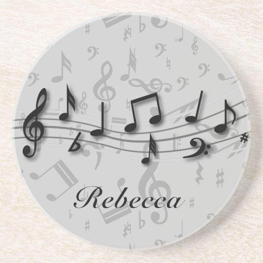 Personalisierte schwarz-graue Noten Sandstein Untersetzer (Vorne)