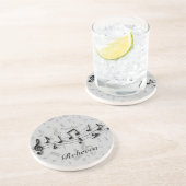 Personalisierte schwarz-graue Noten Sandstein Untersetzer (Seite)