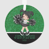 Personalisierte Schwarz-Grün-Cheerleader-Ornament Ornament (Rückseite)