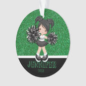Personalisierte Schwarz-Grün-Cheerleader-Ornament Ornament (Vorderseite)