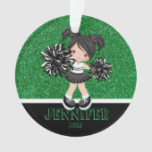 Personalisierte Schwarz-Grün-Cheerleader-Ornament Ornament (Vorderseite)