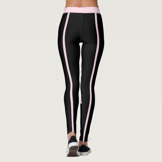 Personalisierte schwarz hellrosa Streifen Hauskatz Leggings (Rückseite)