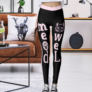 Personalisierte schwarz hellrosa Streifen Hauskatz Leggings