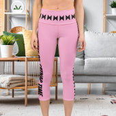 Personalisierte schwarz hellrosa Streifen Stilvoll Capri Leggings