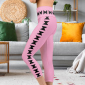Personalisierte schwarz hellrosa Streifen Stilvoll Capri Leggings