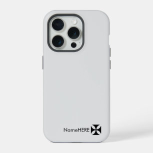 Personalisierte Schwarz-Kreuz-Patteart, leicht gra iPhone 15 Pro Hülle