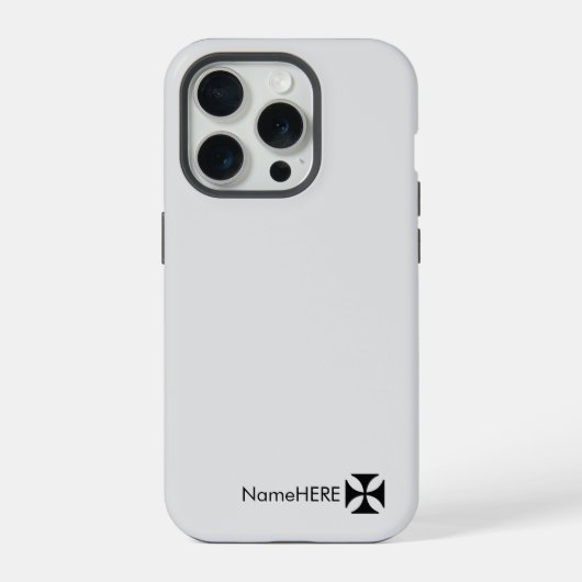 Personalisierte Schwarz-Kreuz-Patteart, leicht gra iPhone Hülle (Rückseite)