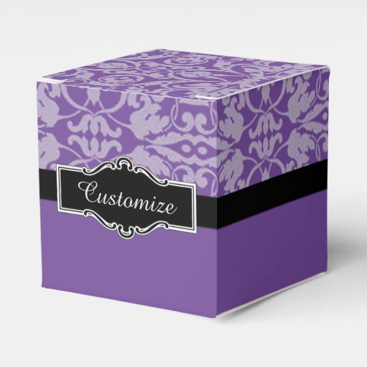 Personalisierte Schwarz/Lila Damask Cube Gevor Box Geschenkschachtel (Vorderseite)