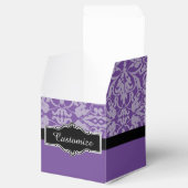 Personalisierte Schwarz/Lila Damask Cube Gevor Box Geschenkschachtel (Geöffnet)