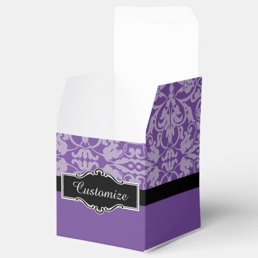 Personalisierte Schwarz/Lila Damask Cube Gevor Box Geschenkschachtel (Geöffnet)