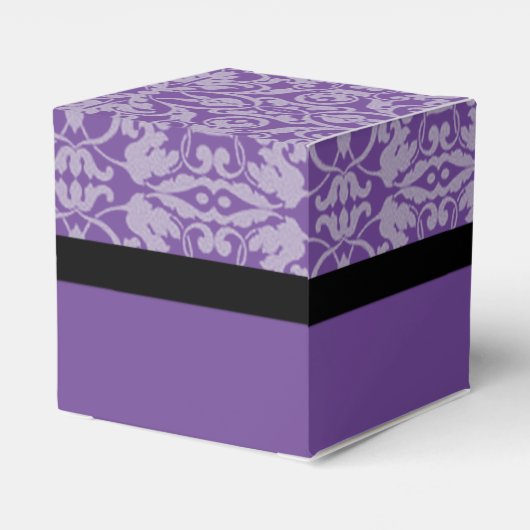 Personalisierte Schwarz/Lila Damask Cube Gevor Box Geschenkschachtel (Rückseite)