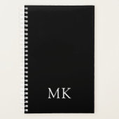Personalisierte Schwarz-Moderne Monogramm-Initiale Planer (Vorderseite)
