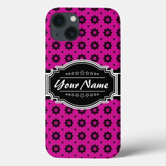 Personalisierte schwarz-rosa Fliesen Case-Mate iPhone Hülle (Rückseite)