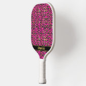 Personalisierte schwarz-rosa Leoparden Pickleball Schläger (Links)