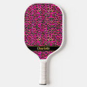 Personalisierte schwarz-rosa Leoparden Pickleball Schläger (Rückseite)