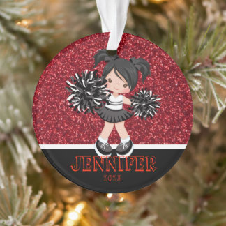 Personalisierte Schwarz-Rot-Cheerleader-Ornament Ornament
