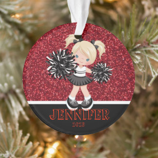 Personalisierte Schwarz-Rot-Cheerleader-Ornament Ornament