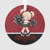 Personalisierte Schwarz-Rot-Cheerleader-Ornament Ornament (Rückseite)